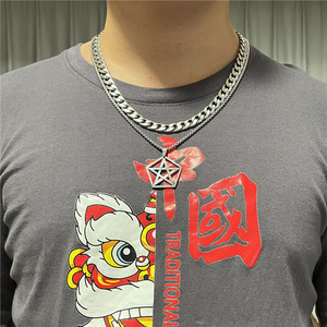 Men's <b>Titanium</b> Steel Hollow Star Pendant Necklace Geometric Design Everyday Wear 12011 - Product Image 3