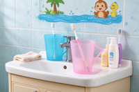 Tempat Sikat Gigi Pasangan Kreatif dari Plastik Camellia & Wastafel Anak dengan Cangkir Obat Kumur Berinsulasi Termal