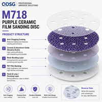 Disque de ponçage en céramique violet de 5 pouces, film céramique à haute teneur, durabilité longue durée, support en film PET pour l'automobile
