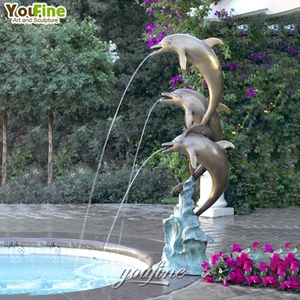 Escultura <span class=keywords><strong>de</strong></span> fuente <span class=keywords><strong>de</strong></span> agua <span class=keywords><strong>de</strong></span> 3 delfines <span class=keywords><strong>de</strong></span> bronce <span class=keywords><strong>de</strong></span> latón <span class=keywords><strong>de</strong></span> metal <span class=keywords><strong>de</strong></span> tamaño real para piscinas - Product Image 1