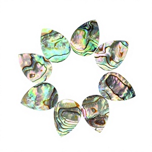 Conchas de Abulón Naturales en Forma de Pera, 12x16mm, Cabujón de Corte Liso, Alto Brillo, Multicolor, 2mm de Grosor, Parte Posterior Plana, Gemas al por Mayor - Product Image 1