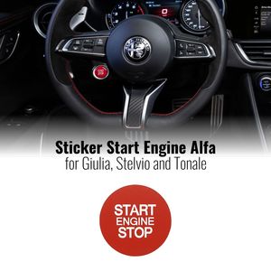Adesivi motore di lusso rosso Start per Alfa Romeo Giulia Stelvio e Tonale ABS materiale auto accessori interni 2 pezzi - Product Image 1