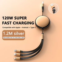 Cable de Carga Multifunción USB Tipo-C Retráctil de 120W 6A 1M con Logotipo Personalizado para Teléfonos Móviles, Cámaras y Escáneres de Código de Barras
