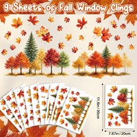 Autocollants décoratifs pour fenêtres à thème feuilles d'automne et Thanksgiving, 9 feuilles en vinyle double face amovibles pour la maison, le bureau et les fêtes en intérieur