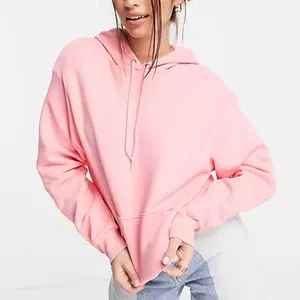 Moletom feminino de rosa com capuz, 100% algodão, impressão de logotipo personalizada, venda imperdível