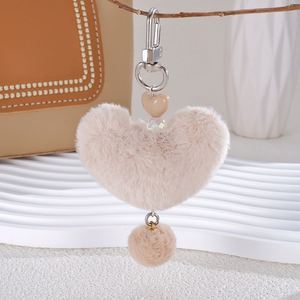 DIY Heart Keychain Red Plush Toy Bag Charm Felt Fluffy Pink <b>Ring</b> Shape <b>Key</b> Chain <b>Accessory</b> Bag Charm - Product Image 6