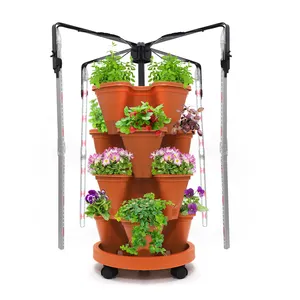 4 Tier Jardines Verticales Soil Vertical Garden Self Watering Flower Pots Stackable Strawberry Tower Planters Indoor