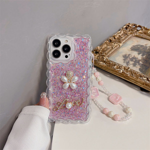 Sáng Bán buôn chất lượng tốt vỏ long lanh điện thoại di động Trường hợp với dây buộc - Product Image 4