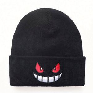 Nouveaux bonnets tricotés brodés à motif dessin animé grande bouche yeux rouges avec logo personnalisé, impression en relief, vente en gros - Product Image 2