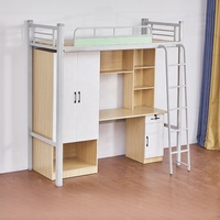 Vente en gros de lits superposés pour l'université appartement d'étudiant armoire loft en acier pas cher bureau et casier dortoir superposé lit