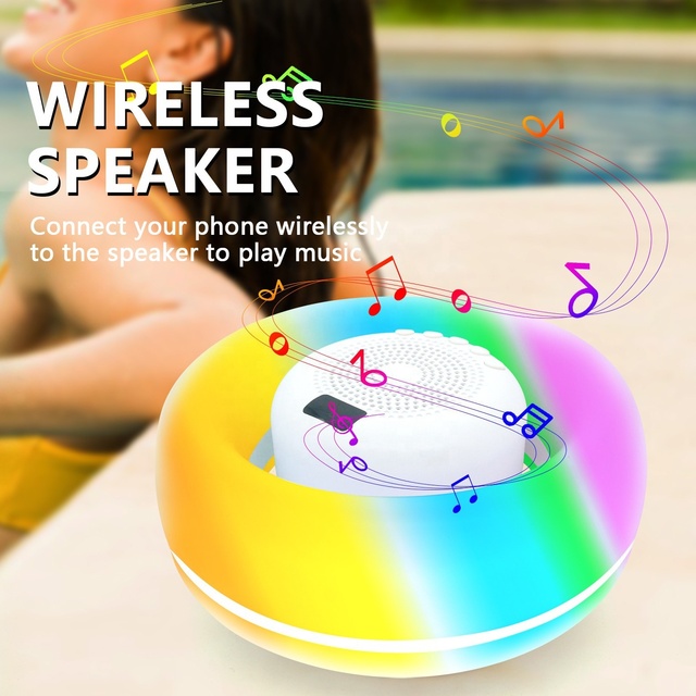 New Stylish Design Portable Waterproof Floating Blue tooth Speaker with Colorful Lights Great Bass for Beach Pool Outdoor Party
