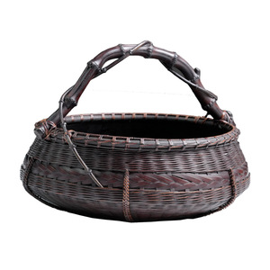 Handmade retro bamboo woven charcoal <b>basket</b>, charcoal bowl, charcoal tray, tea room charcoal <b>storage</b> <b>basket</b>, non-shedding paint - Product Image 5