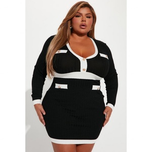 Robe pull décontractée en maille épaisse, col en V, coupe ajustée haut de gamme pour femme, idéale à porter avec un manteau pour l'automne et l'hiver - Product Image 4