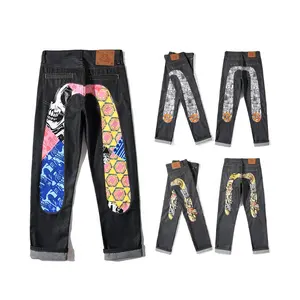 New Purple Clothing Brand Jeans with Tags Denim Pants for Men Women Y2k  High Street Paint Graffiti Pattern Designer Skinny Pants - AliExpress