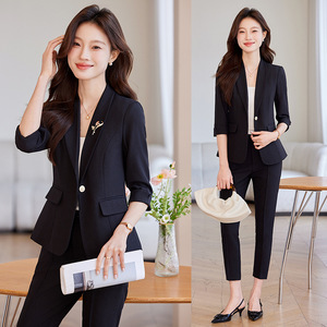 Women's Pink Suit Set Three Quarter Sleeve Breathable Summer Casual Wear - Product Image 3