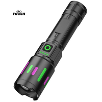 Lampe torche LED laser blanche, zoomable, en alliage d'aluminium, rechargeable par type C, affichage numérique, bande lumineuse, tactique, chasse en plein air
