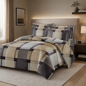 Poland Stock Modern Geometric <b>Patchwork</b> <b>Bedding</b> Set Brown Grey Polyester Duvet Cover for EU Dropshipping - Product Image 5