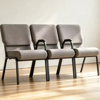 Sillas de Iglesia con Estructura de Acero Interlock y Cubierta de Tela, Apilables, para Auditorio, Teatro, Púlpito, Muebles de Asientos, Venta Directa de Fábrica