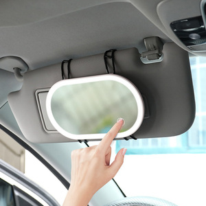 <b>Car</b> Vanity Mirror With Led Light Oval Shape Clip On For Sun <b>Visor</b> Makeup Mirror - Product Image 2