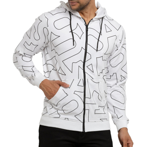 Sudadera con capucha completa para hombre, color blanco personalizado, venta al por mayor, algodón, forro polar, ropa casual urbana de fábrica - Product Image 1