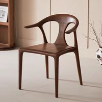 Silla de Comedor Contemporánea de Madera Maciza de Alta Calidad con Respaldo, Silla de Estilo Moderno con Brazos de Nogal Negro