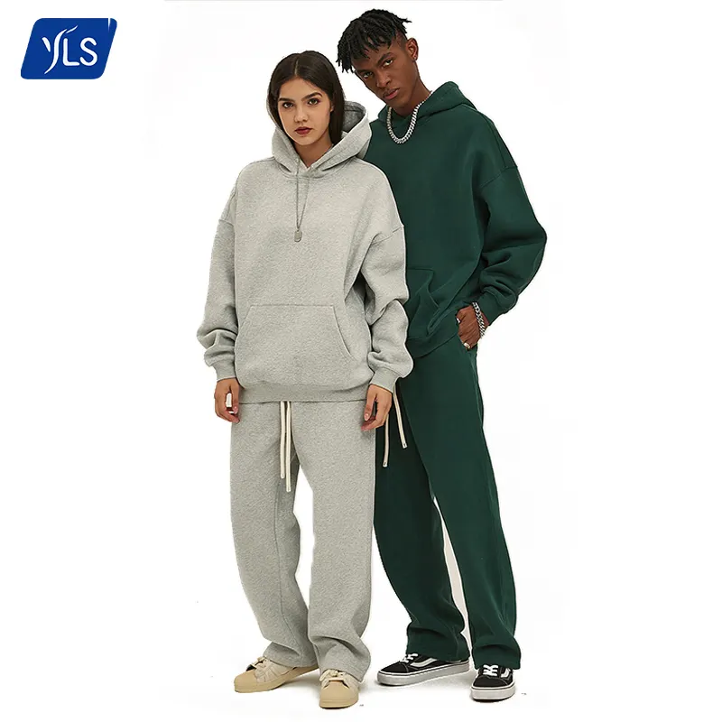 YLS Custom Logo Hoody Cotton Sweat Suits Streetwear Tracksuits Men Blank 2 Pcs Tracksuit Sweatsuit Pants And Hoodie Set