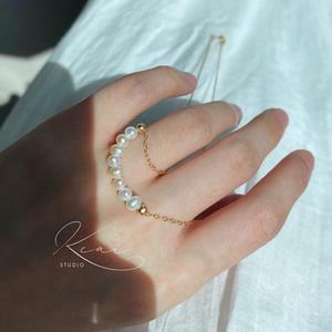 Natural Real Pearl Necklace for Women <b>14K</b> <b>Gold</b> Wrapped Smiling Face Collarbone <b>Chain</b> Retro Fashion Simple Style with Small Grain - Product Image 4