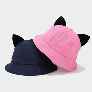 Trendy Brand Cartoon Little Devil Ear Dome-shaped Solid Color Adjustable 100% Cotton Breathable Fisherman Sun <b>Hat</b> - Product Image 1