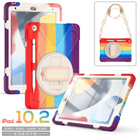 Étui pour tablette en silicone + TPU pour Apple iPad 9e/8e/7e génération 10,2 pouces avec support pour stylet