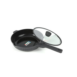 28 poêles à frire plates et profondes antiadhésives pour cuisine à domicile poêles à frire antiadhésives revêtues d'aluminium moulé sous pression avec couvercle pour <span class=keywords><strong>wok</strong></span> - Product Image 1