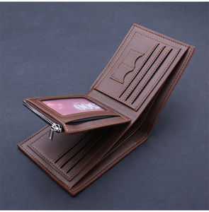 70% de réduction porte-monnaie court en cuir à fermeture éclair avec porte-cartes souple Mini portefeuille pour hommes - Product Image 2