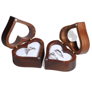 Heart Shaped Wooden <b>Ring</b> <b>Box</b> Walnut Wood Jewelry Storage Gift <b>Box</b> For Wedding Valentine'S Day - Product Image 5
