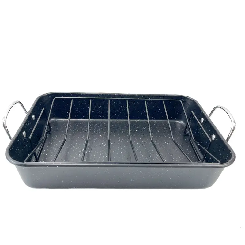 Nonstick Roasting Pan With Rack Rectangular Bake Pan Baking Tray Sheet With Cooling Rack