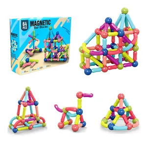 Blocs de construction en plastique pour enfants, jouets éducatifs, grosses particules, 64 pièces