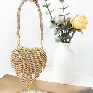 Bolsos de Noche con Forma de Corazón y Pedrería para Mujer, Bolso de Mano de Cristal Dorado para Fiesta de Graduación - Product Image 5