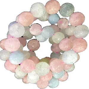 Della pietra preziosa <span class=keywords><strong>Morganite</strong></span> intagliato rotondo perline braccialetti gioielli - Product Image 5