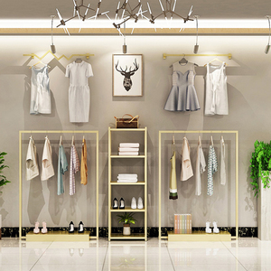 ชั้นวางเสื้อผ้าแบบปรับได้ ถอดประกอบได้ สำหรับร้านค้า โชว์รูม แสดงสินค้า สีทอง - Product Image 1