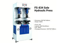 Presse hydraulique automatique double station FS-834 pour semelles larges, 1500W, haute capacité, garantie 1 an, fixation de semelles extérieures