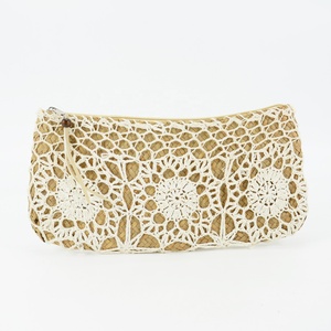 Portafoglio bianco all'uncinetto Clutch con motivo Vintage fiore bohémien per la moda primavera ed estate - Product Image 2