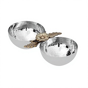 Bols en métal faits à la main avec un motif floral doré, style oriental, finition polie, pour servir des aliments, offrir en cadeau, meilleur prix - Product Image 1