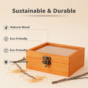 Boîte à bijoux en bois avec finition laquée brillante et fenêtre de présentation transparente, idéale pour les bijouteries et les boutiques - Product Image 5