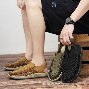 Nouvelle Arrivée Sandales Tressées Fermées pour Hommes Grande Taille Respirantes Été Plage Extérieur Décontractées Plates - Product Image 1