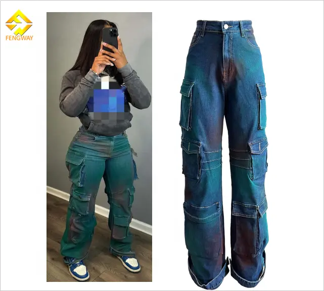 Женские прямые джинсы с несколькими карманами, 2024