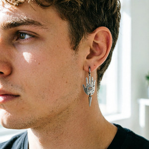 Pendientes Colgantes de Cono con Diseño de Mano del <span class=keywords><strong>Destino</strong></span>, Estilo Punk, para Hombres <span class=keywords><strong>y</strong></span> <span class=keywords><strong>Mujeres</strong></span>, Joyería de Moda - Product Image 2