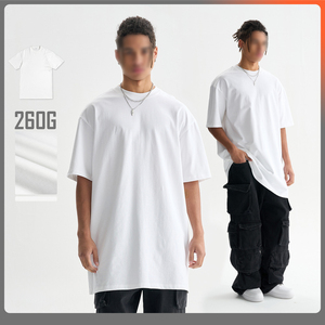 Casual 260 grammes 100% coton grande taille hommes é<span class=keywords><strong>t</strong></span>é surdimensionné <span class=keywords><strong>Robe</strong></span> <span class=keywords><strong>T</strong></span>-<span class=keywords><strong>Shirt</strong></span> longue longueur tissu tissé avec motif imprimé formel - Product Image 1