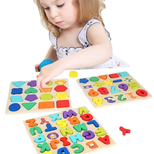 Diskon besar Set papan teka-teki Jigsaw 3D kayu alfabet dan angka Montessori mainan pembelajaran edukasi untuk anak laki-laki dan perempuan - Product Image 1