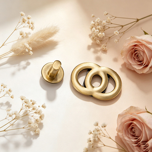 Vintage Brushed Gold Double Ring Hollow Twist Lock Custom Zinc Alloy Bag Lock Hardware <b>Accessories</b> For Women Handbag <b>Purse</b> - Product Image 2