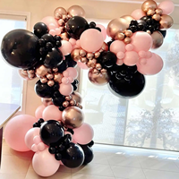 Kit de ballons de décoration de mariage noir et rose, ensemble d'arche de ballons ronds roses de 12 pouces, décoration de fête d'anniversaire, best-seller
