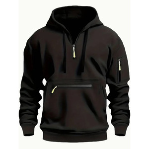 Custom Men Overhead Pullover Impermeable Poliéster Chaqueta cortavientos Diseñador Con Media Cremallera en Negro - Product Image 3