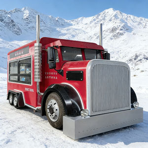 Camion de restauration mobile rouge audacieux style poids lourd avec tuyaux d'échappement chromés, climatiseur et garantie de 2 ans pour marché nocturne - Product Image 2